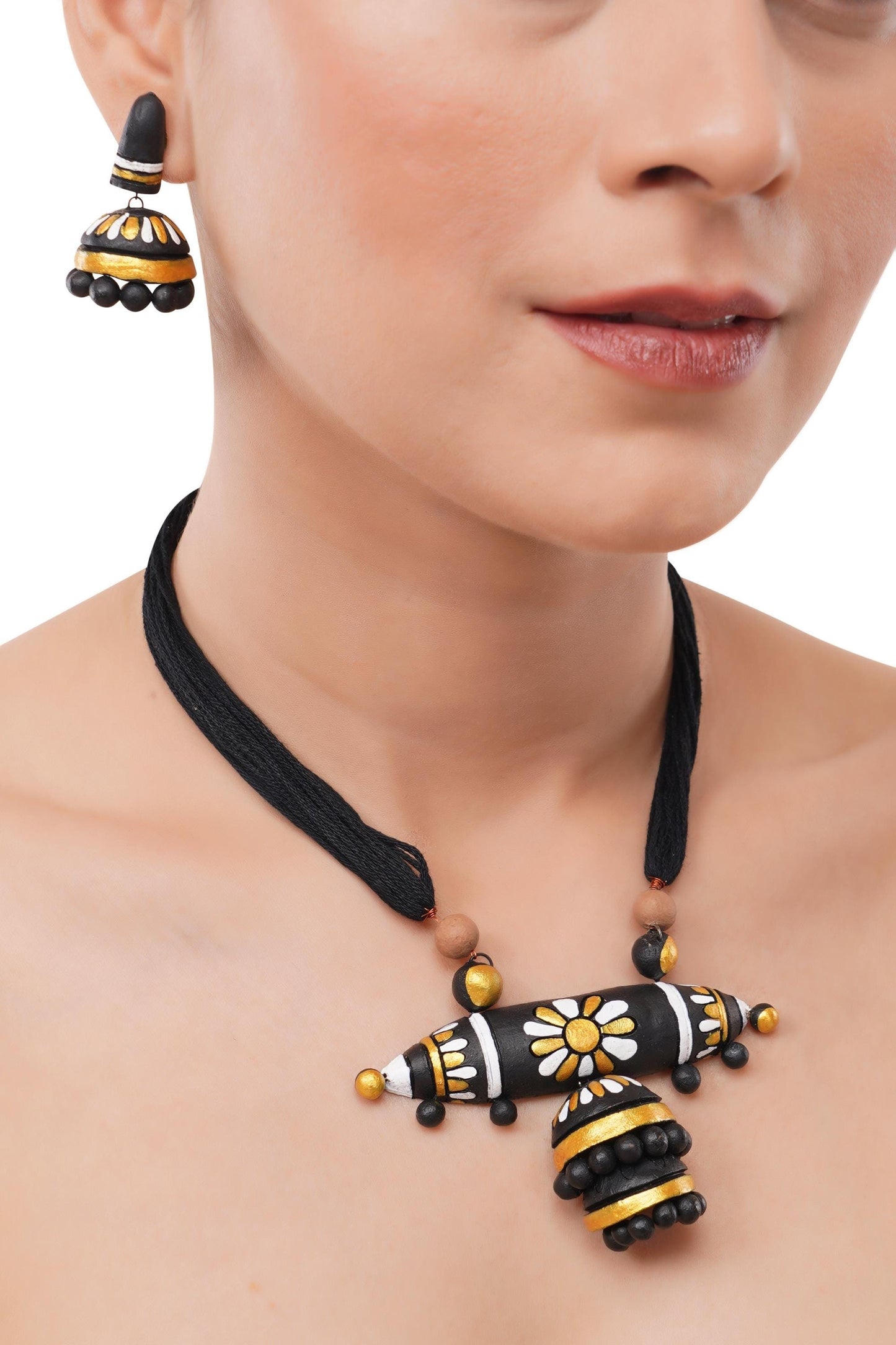 Black And Maroon Clay Jewelry Set  Handmade Black and Maroon Statement Earrings  Bohemian Earrings  Perfect Birthday Gift