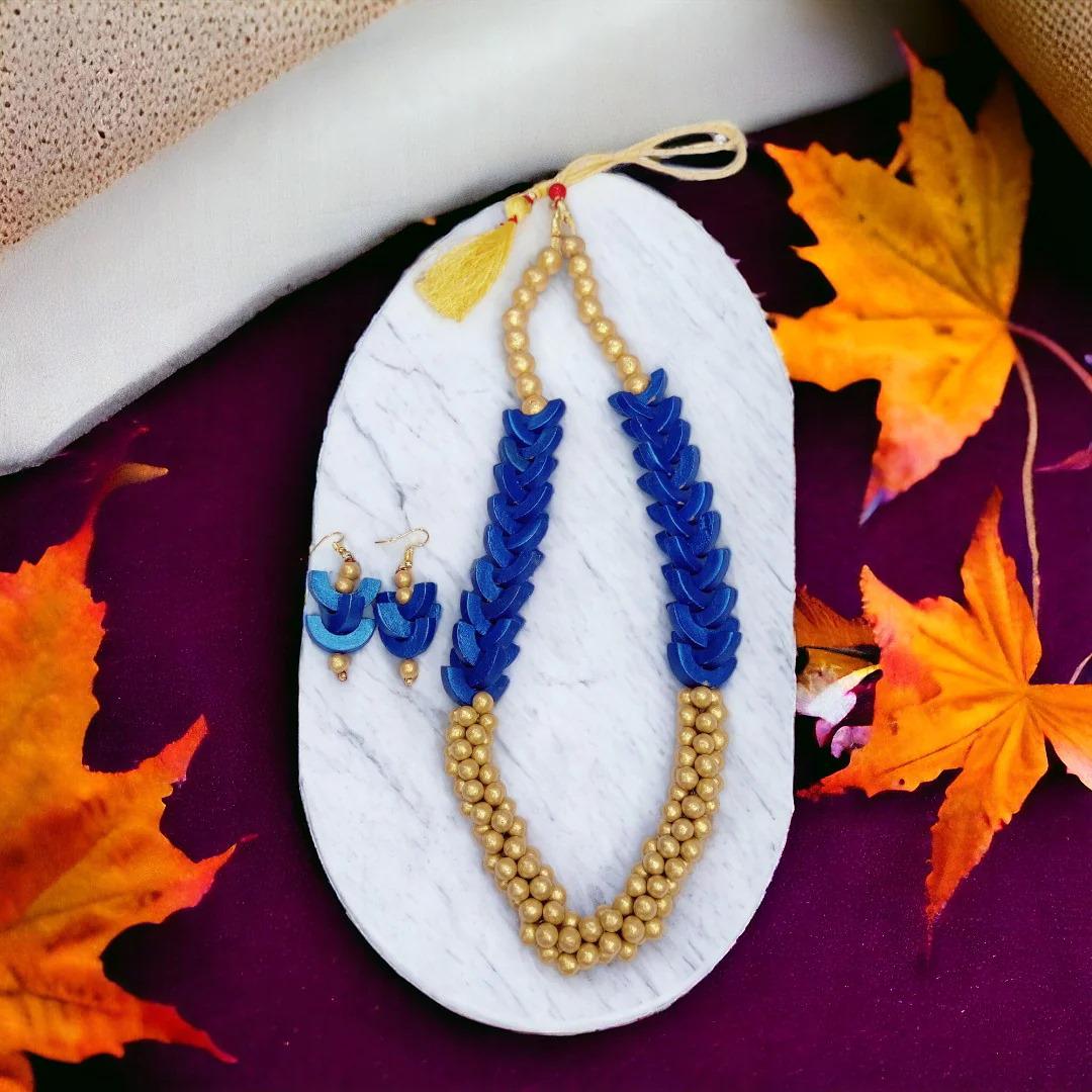 Anchor Inspired Blue Clay Jewelry Set  Handcrafted Dainty Earrings  Perfect Handmade Gift