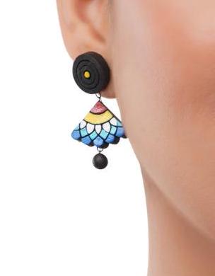 Sensu Inspired Blue Clay Jewelry Set  Handcrafted Lightweight Earrings  Unique Gifts for Women