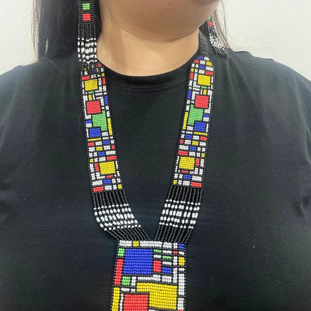 Handmade Seed Bead Necklace And Earring Set Boho Geometric Earring For Women Gift For Friend Birthday Gift Woman Friend Gift For Friend