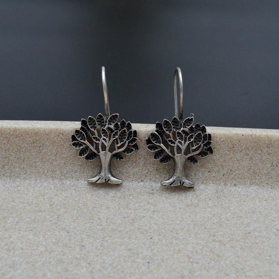 Tree of Life  Vintage Violin Earrings  German Silver with Oxidized Silver Plating  Unique Tree of Life Jewelry Perfect Gift for Her