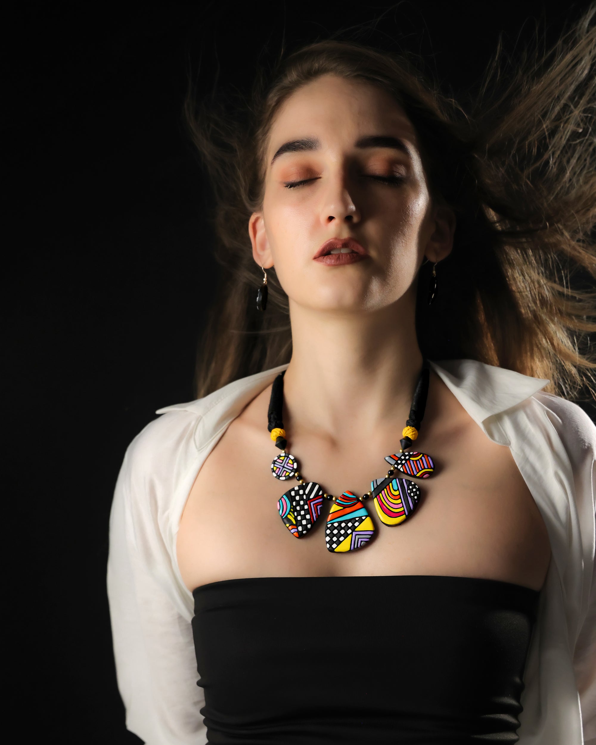 Boho Terracotta Clay Necklace & Earrings Set