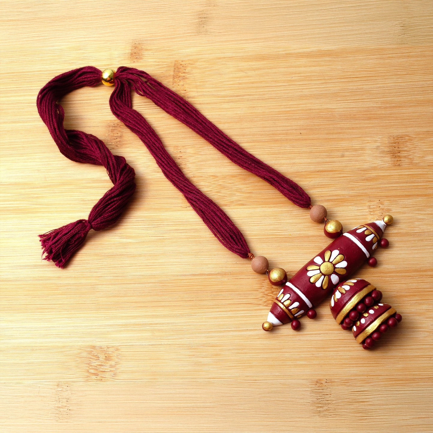 Black And Maroon Clay Jewelry Set  Handmade Black and Maroon Statement Earrings  Bohemian Earrings  Perfect Birthday Gift