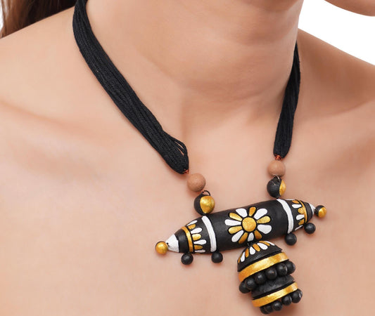 Black And Maroon Clay Jewelry Set  Handmade Black and Maroon Statement Earrings  Bohemian Earrings  Perfect Birthday Gift