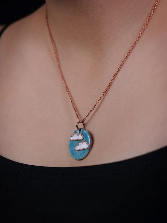 Copper Cloud Design Set  Everyday Earrings  Minimalist Necklace  Perfect Best Friend Gift