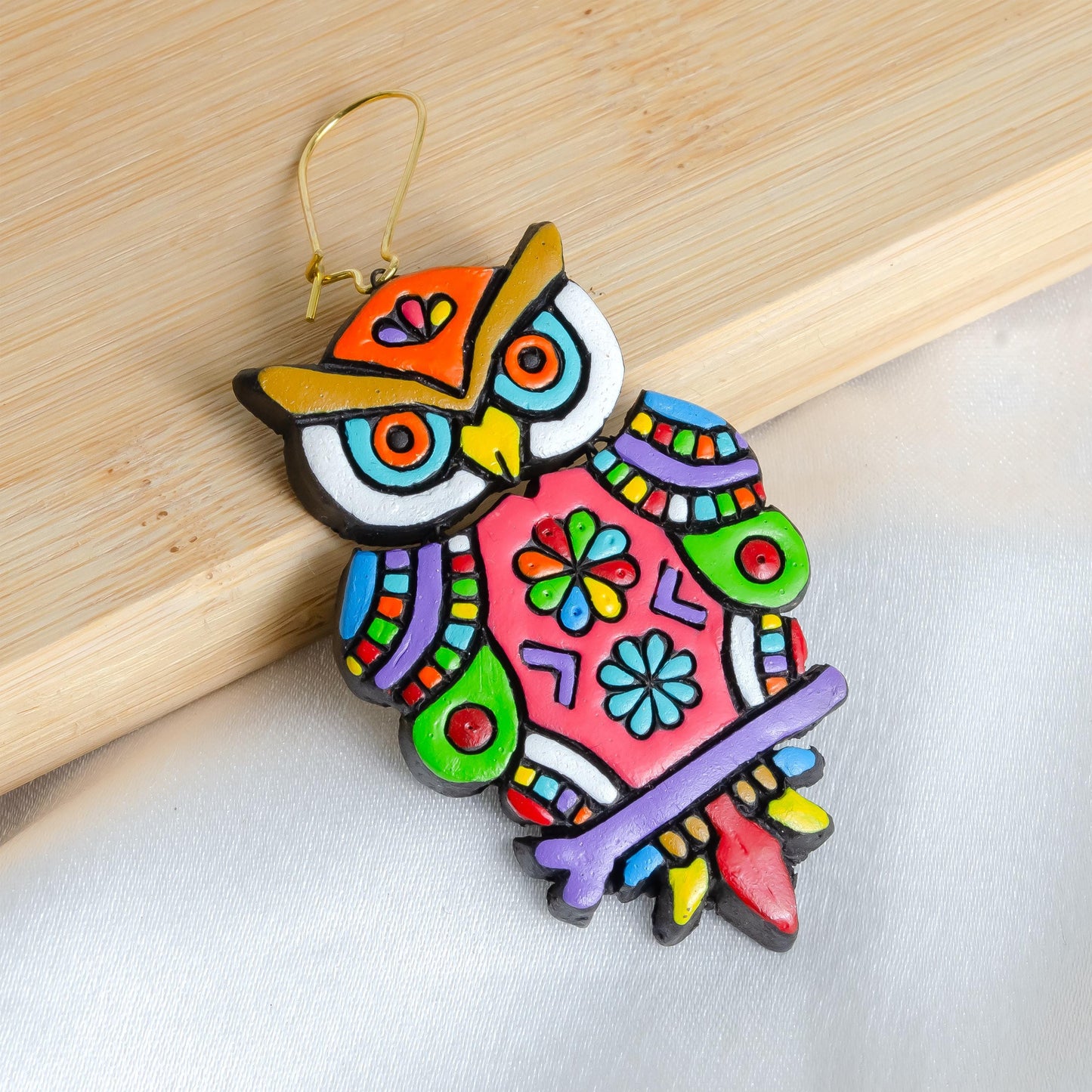 Big Owl  Earrings Set Bohemian Drop Earrings    Handmade Gift  Statement Earrings