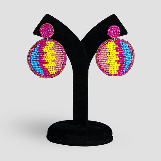 Round Beaded Circle Earrings  Lightweight Boho Jewelry  Valentine’s Day Gift for Her