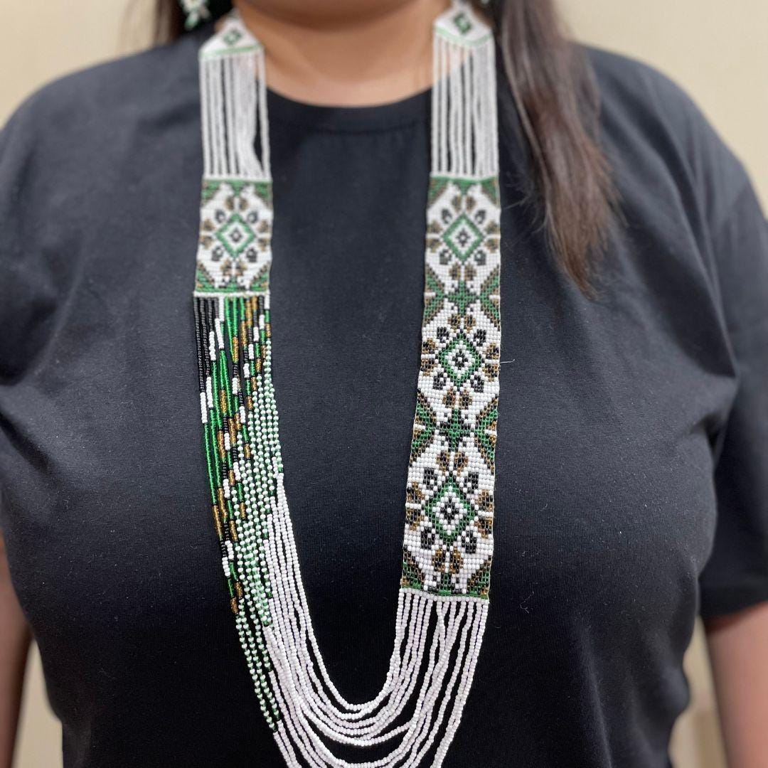 Handmade Seed Bead Necklace Green Beaded Necklace For Women Gift For Friend Birthday Unique Gift For Friend Gift Idea Women Necklace