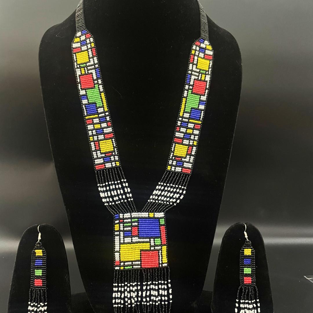 Handmade Seed Bead Necklace And Earring Set Boho Geometric Earring For Women Gift For Friend Birthday Gift Woman Friend Gift For Friend