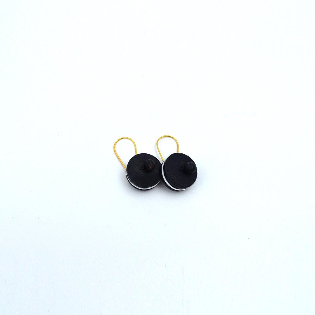 Black Geometric Terracotta Set  Boho Dangle Earrings  Handmade Geometric Jewelry