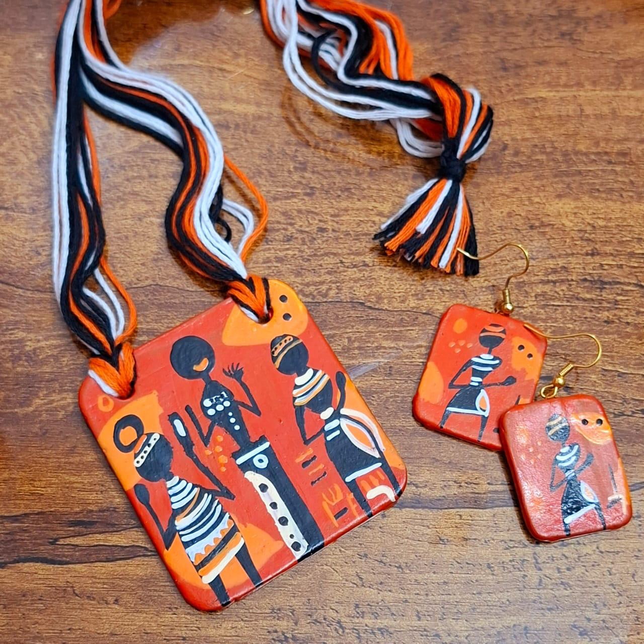 Señora Terracotta Jewelry  Boho Dangle Earrings  Orange Modern Jewelry Perfect Gifts for Her