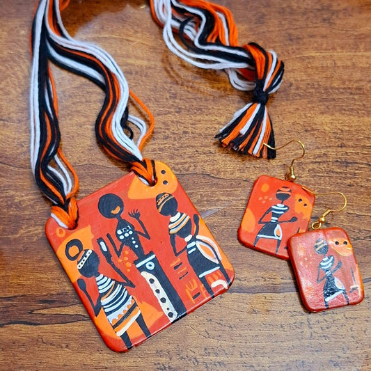 Señora Terracotta Jewelry  Boho Dangle Earrings  Orange Modern Jewelry Perfect Gifts for Her