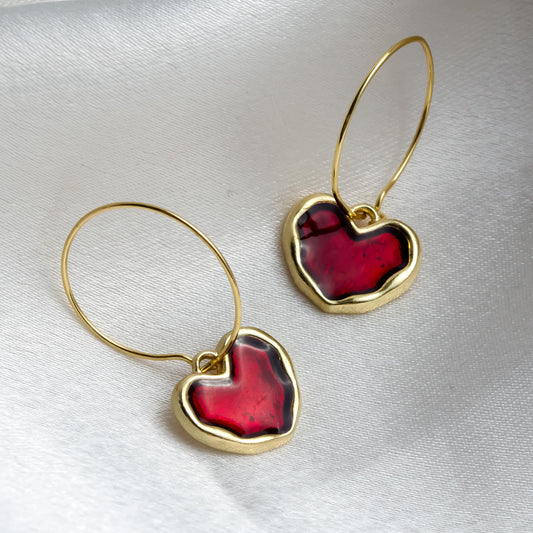 Red Heart Hoop Earrings  Cute Enamel Love Jewelry  Valentine Day Gift for Her