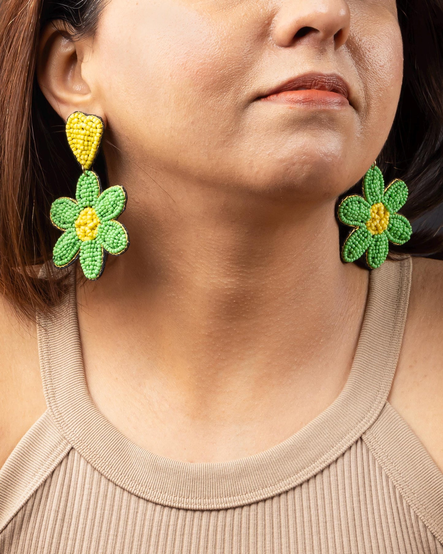 Beaded Earring Dangle Flower Statement Earring  Light Weight Contemporary Earring  For Women Trendy Earring  Flower Earring Hypoallergenic