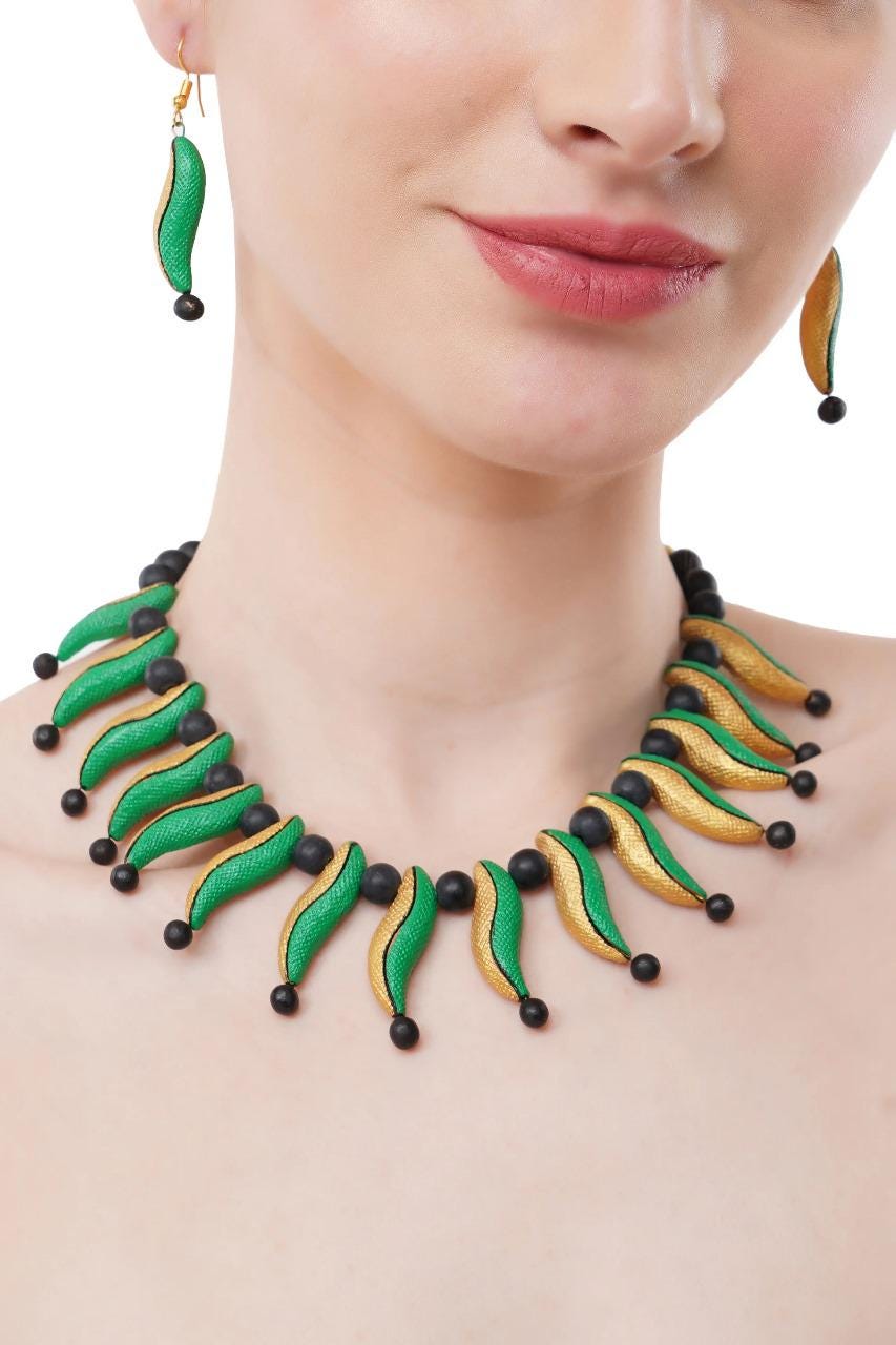 Green  Red European Chili Clay Jewelry Set  Handmade Statement Earrings  Perfect Mother#39;s Day Jewelry