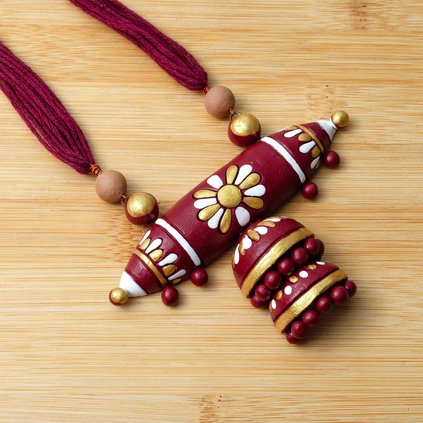 Black And Maroon Clay Jewelry Set  Handmade Black and Maroon Statement Earrings  Bohemian Earrings  Perfect Birthday Gift