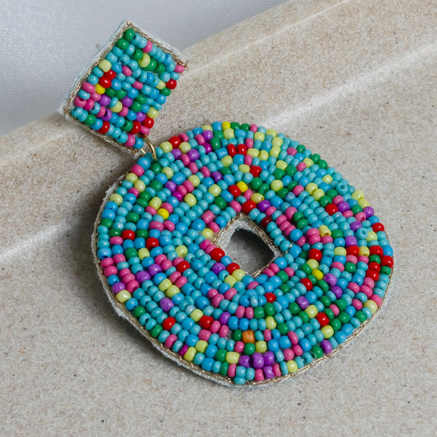 Blue And Multicolor Embroidered Beaded Earrings  Boho Statement Jewelry  Seed Bead Earrings  Gift for Her
