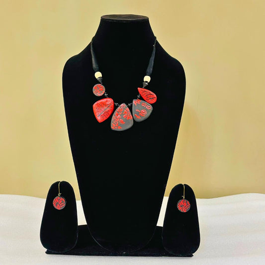 Handmade Clay Necklace And Earring Set For Women Clay Earring Flower Dangle Clay Handmade Earring Aesthetic Gift For Mom From Daughter Mom