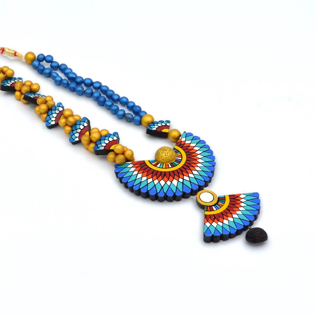 Sensu Inspired Blue Clay Jewelry Set  Handcrafted Lightweight Earrings  Unique Gifts for Women