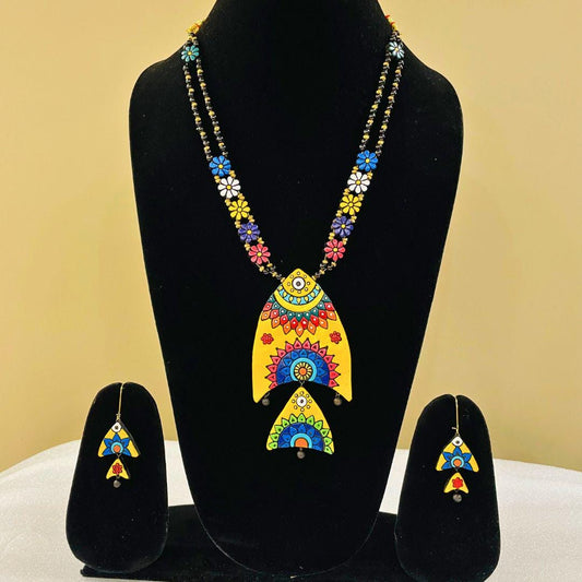 Fish Necklace For Women Clay Earring Handmade Dangle Earring With Color Necklace Earring Set Clay Handmade Jewelry For Women Gift  For Her