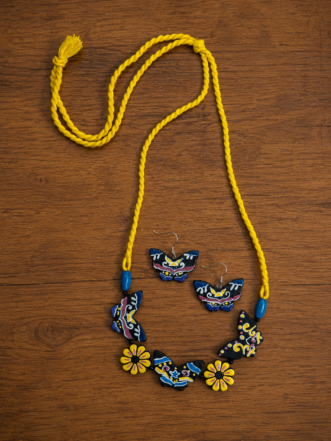 Blue Butterfly Necklace & Earrings Set