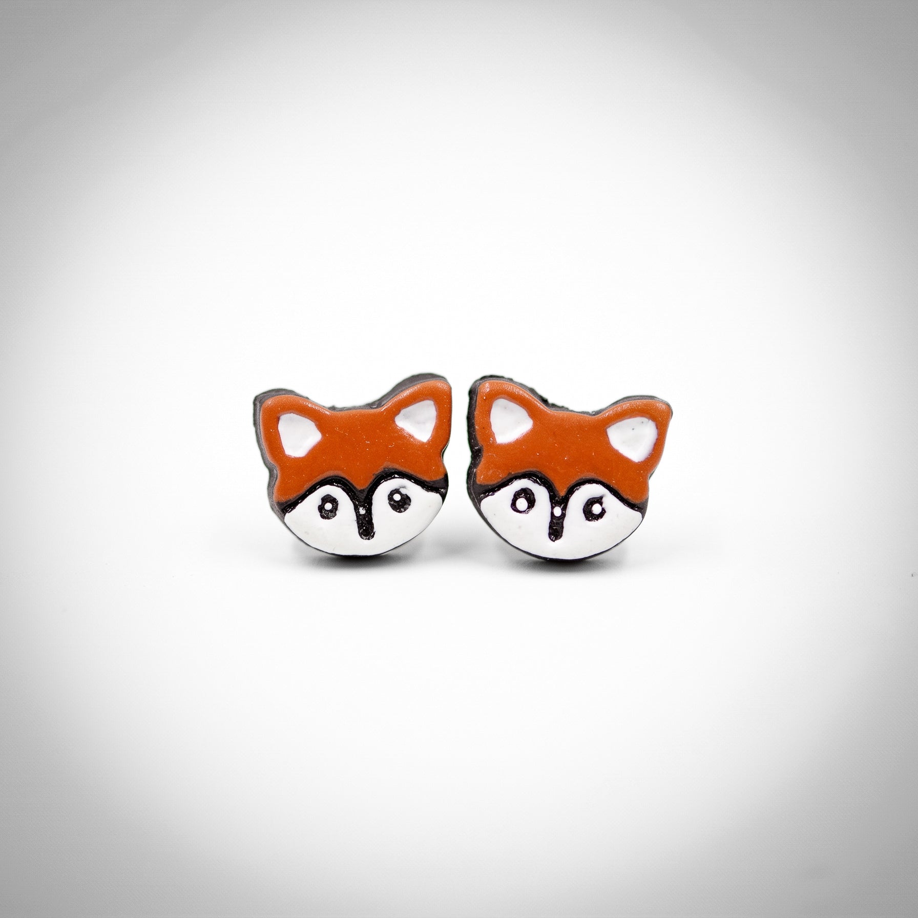 Handmade Earthen Clay Animal Stud Earrings- Fox