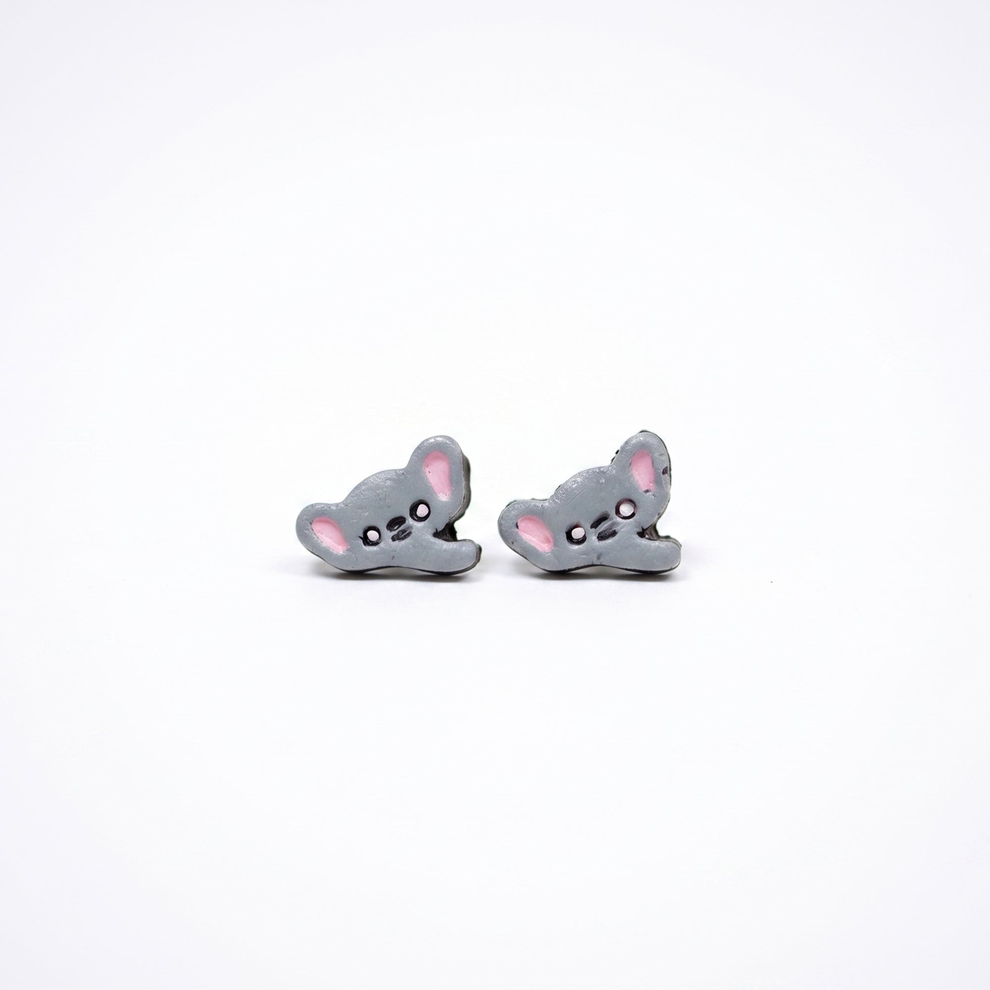 Handmade Earthen Clay Animal Stud Earrings- Elephant