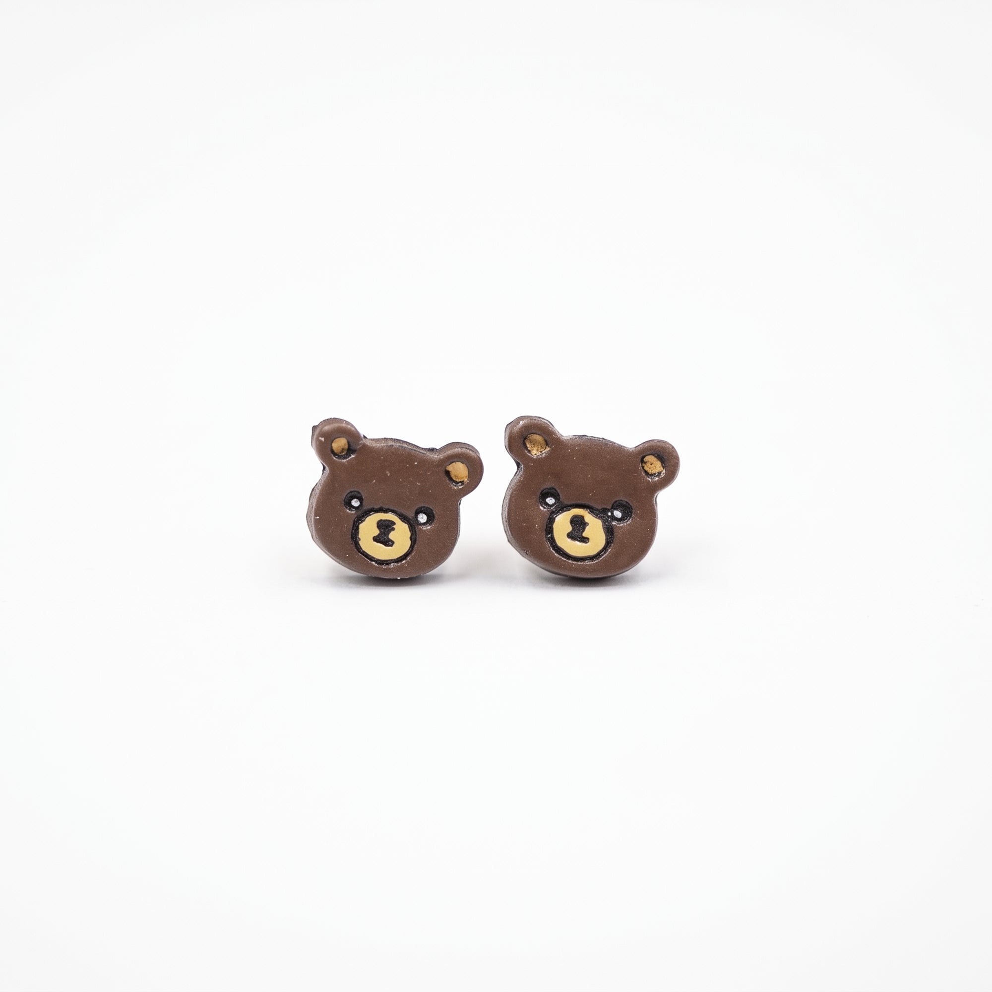 Handmade Earthen Clay Animal Stud Earrings- Bear