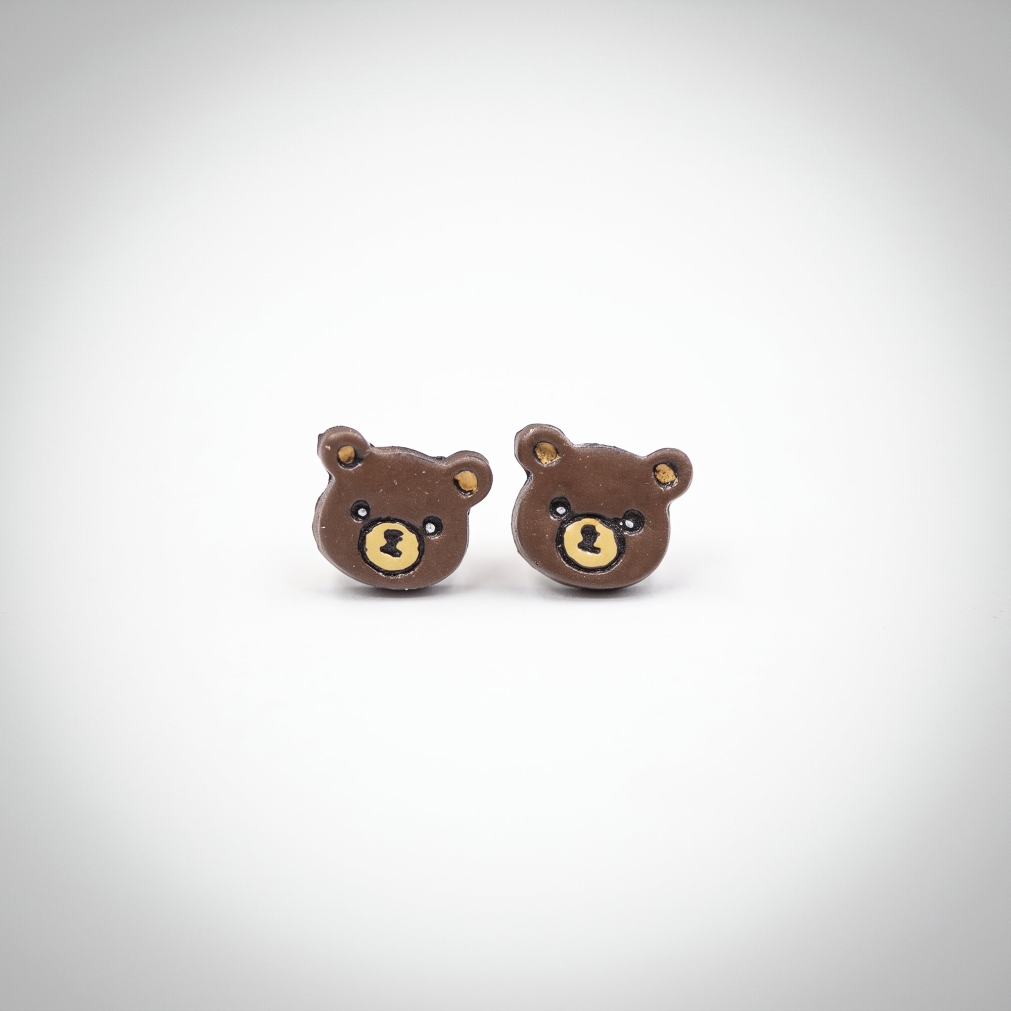 Handmade Earthen Clay Animal Stud Earrings- Bear