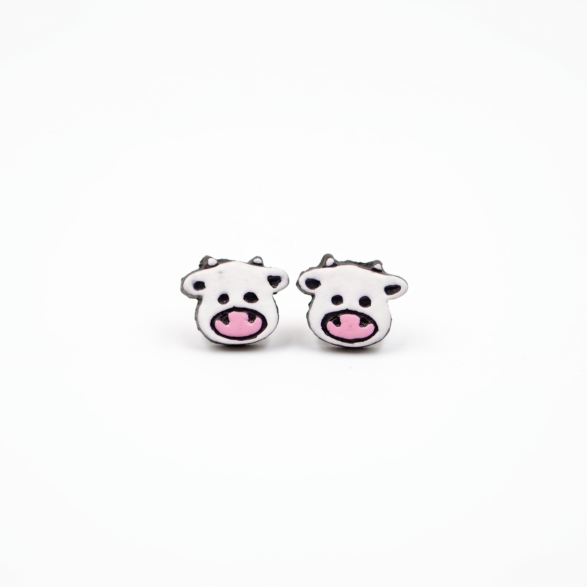 Handmade Earthen Clay Animal Stud Earrings- Cow