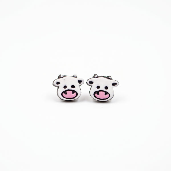 Handmade Earthen Clay Animal Stud Earrings- Cow