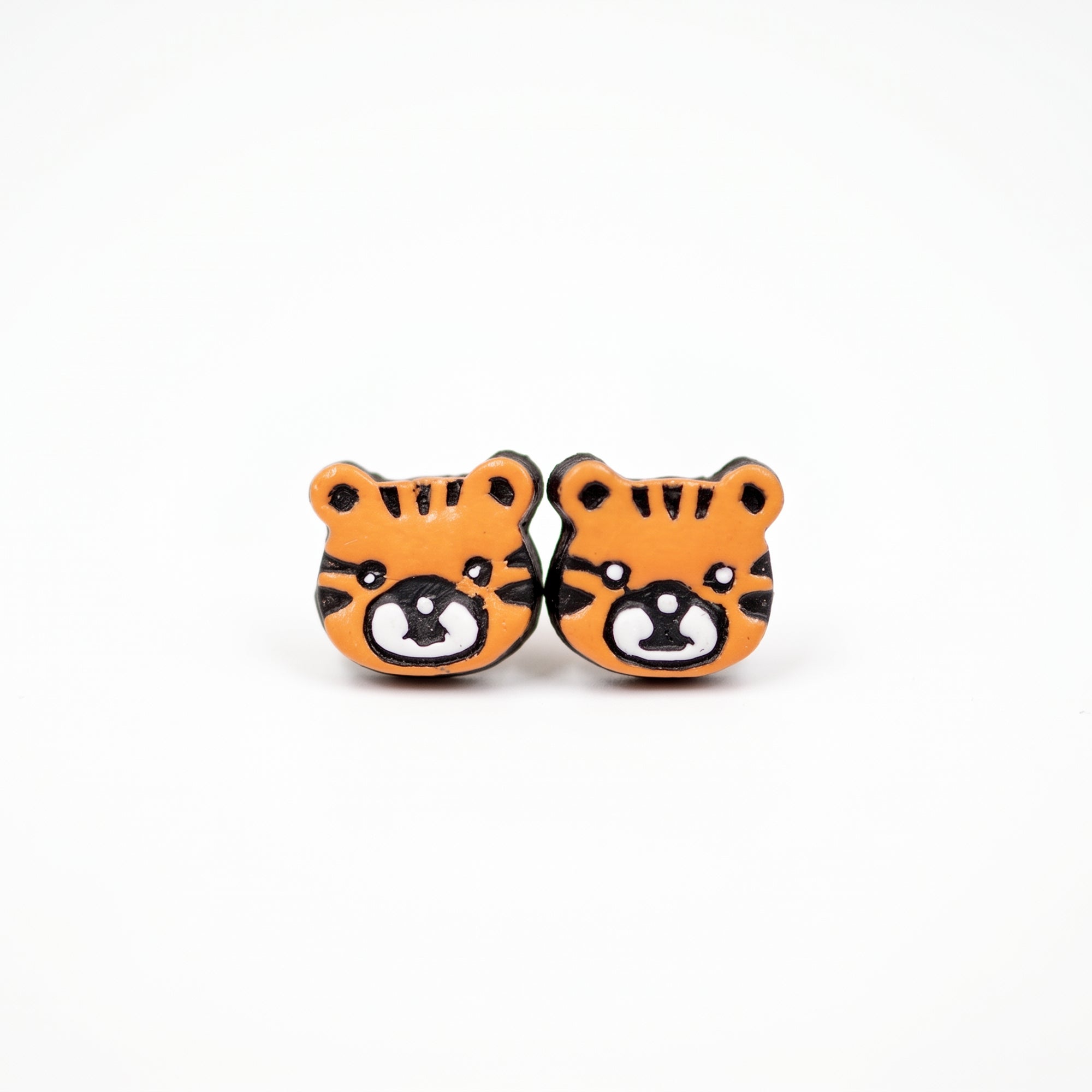 Handmade Earthen Clay Animal Stud Earrings- Lion