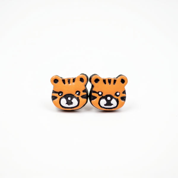 Handmade Earthen Clay Animal Stud Earrings- Lion