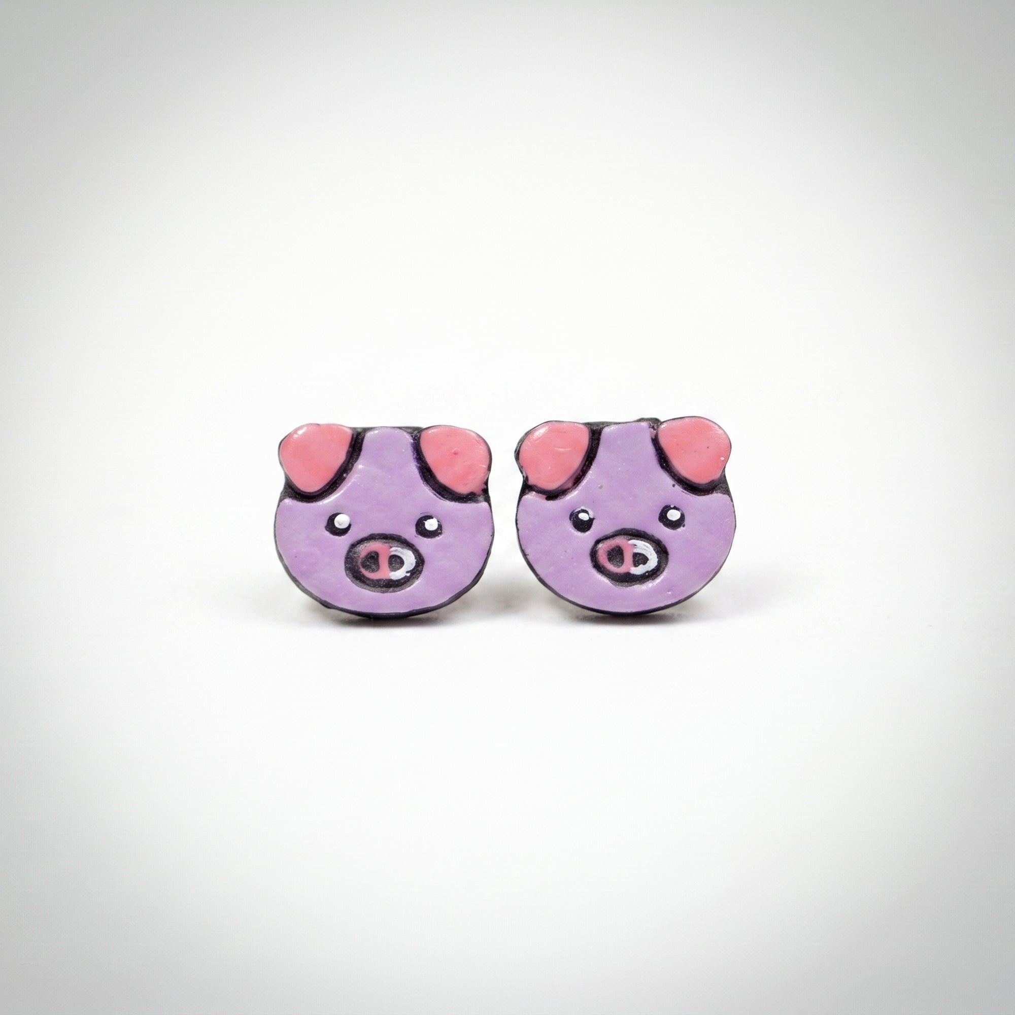 Handmade Earthen Clay Animal Stud Earrings- Pig