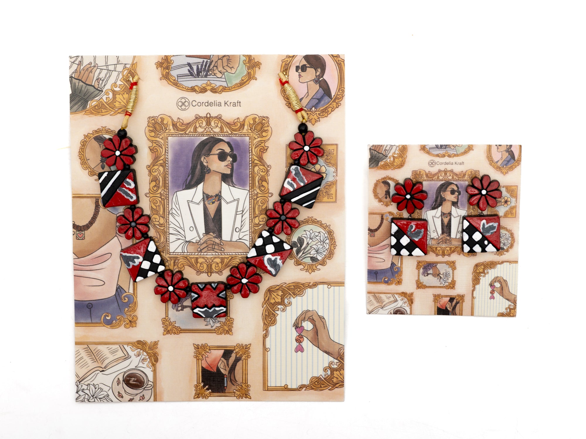 Floral Terracotta Clay Choker Jewelry Set