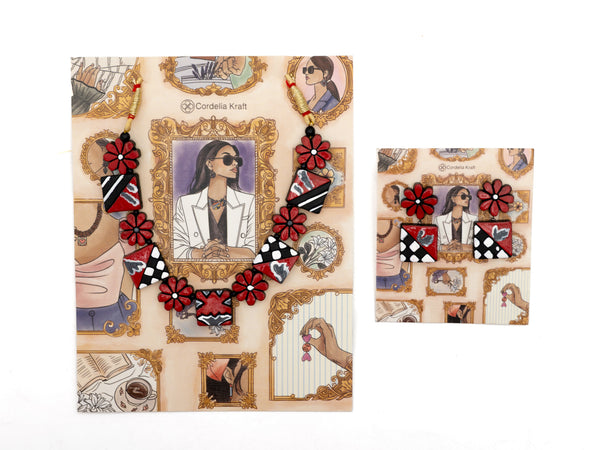 Floral Terracotta Clay Choker Jewelry Set