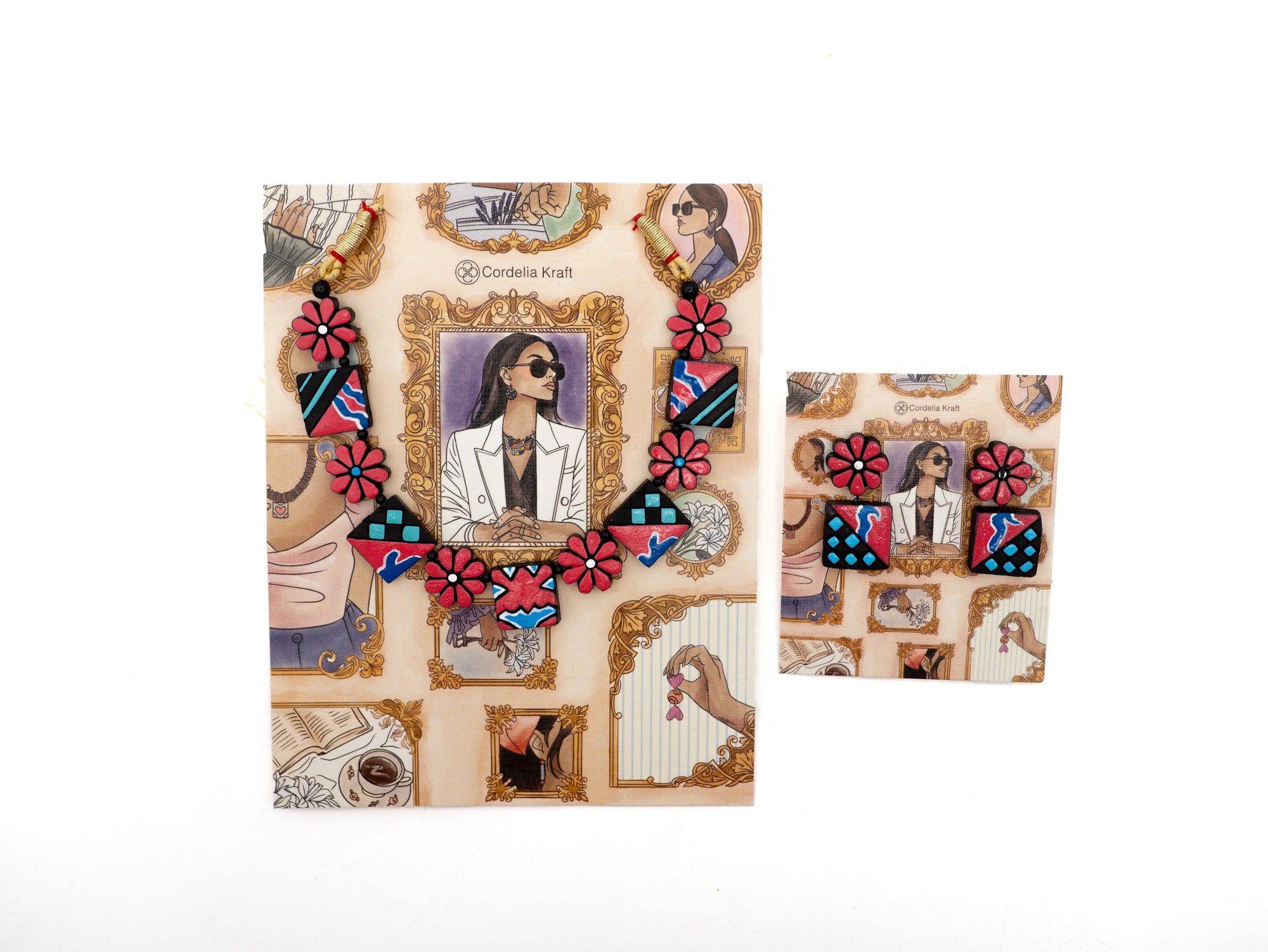 Terracotta Clay Choker & Stud Earrings