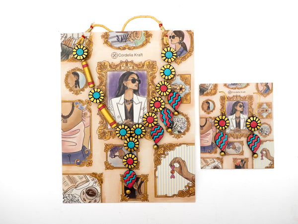 Terracotta Dangle Necklace & Earrings Set