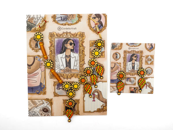 Terracotta Dangle Necklace & Earrings Set