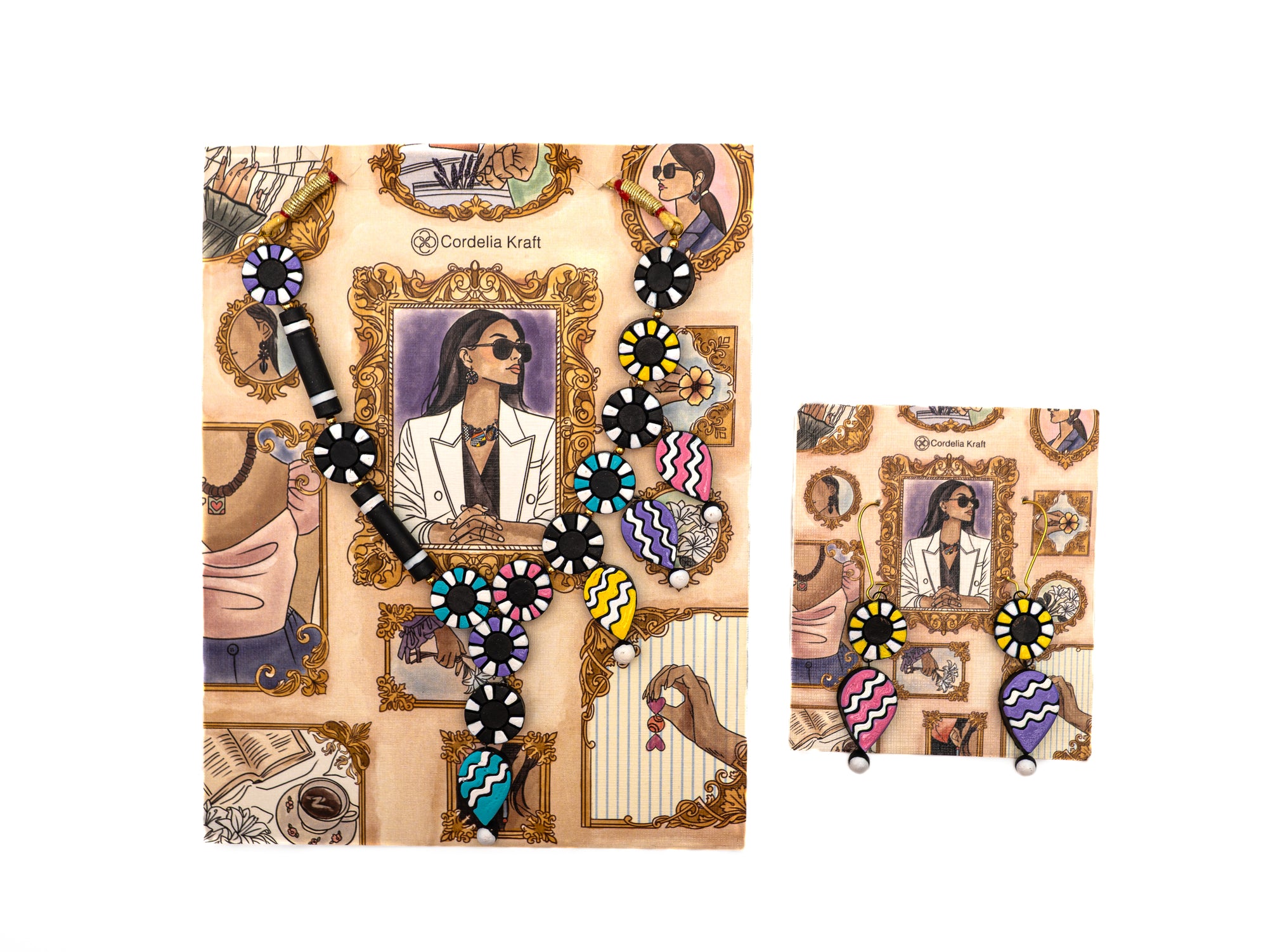 Terracotta Dangle Necklace & Earrings Set