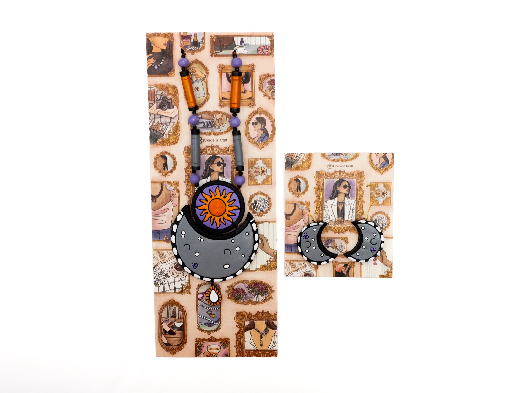 Sun & Moon Terracotta Clay Jewelry Set