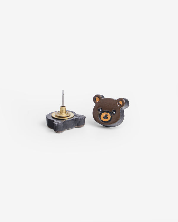 Handmade Earthen Clay Animal Stud Earrings- Bear