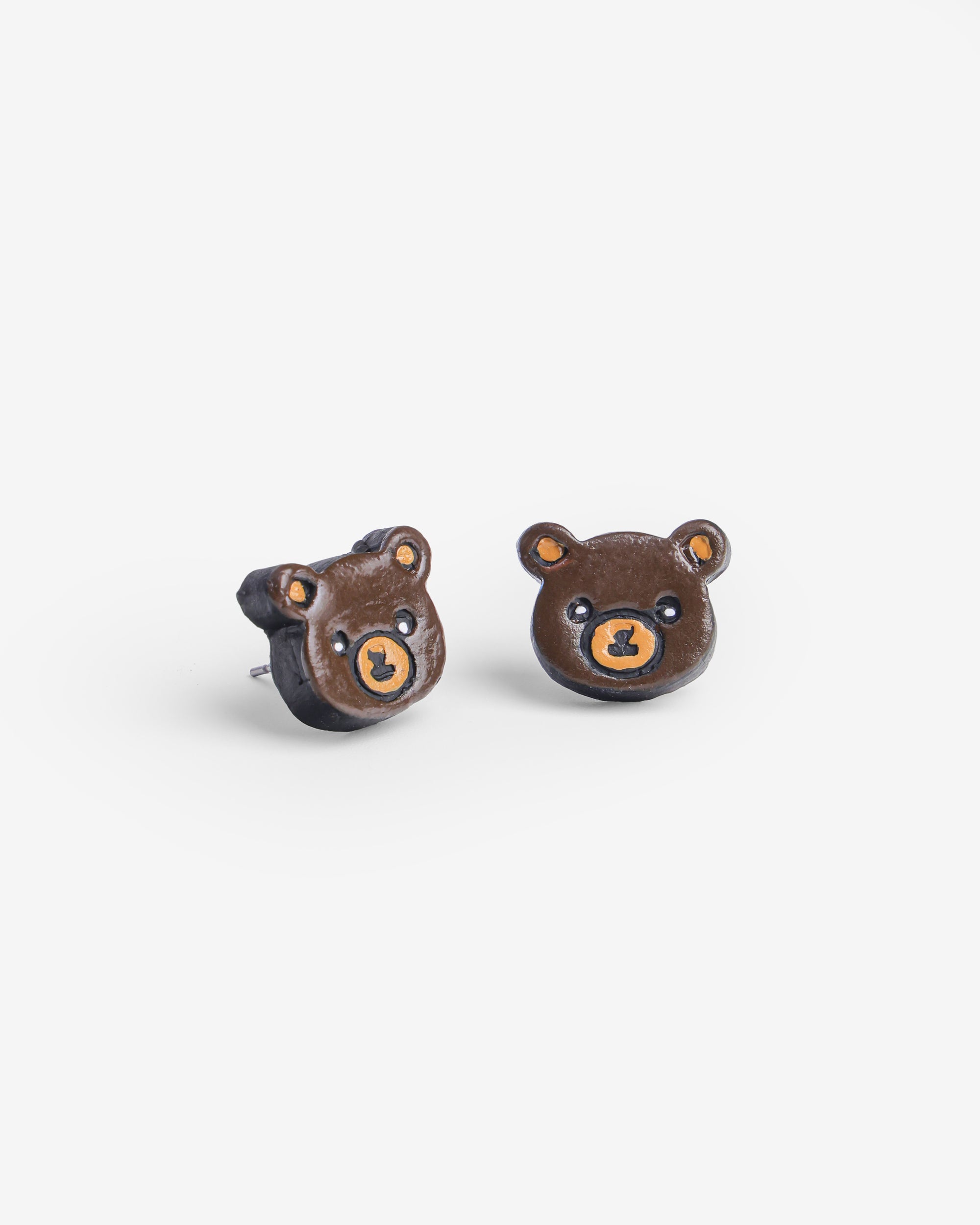 Handmade Earthen Clay Animal Stud Earrings- Bear