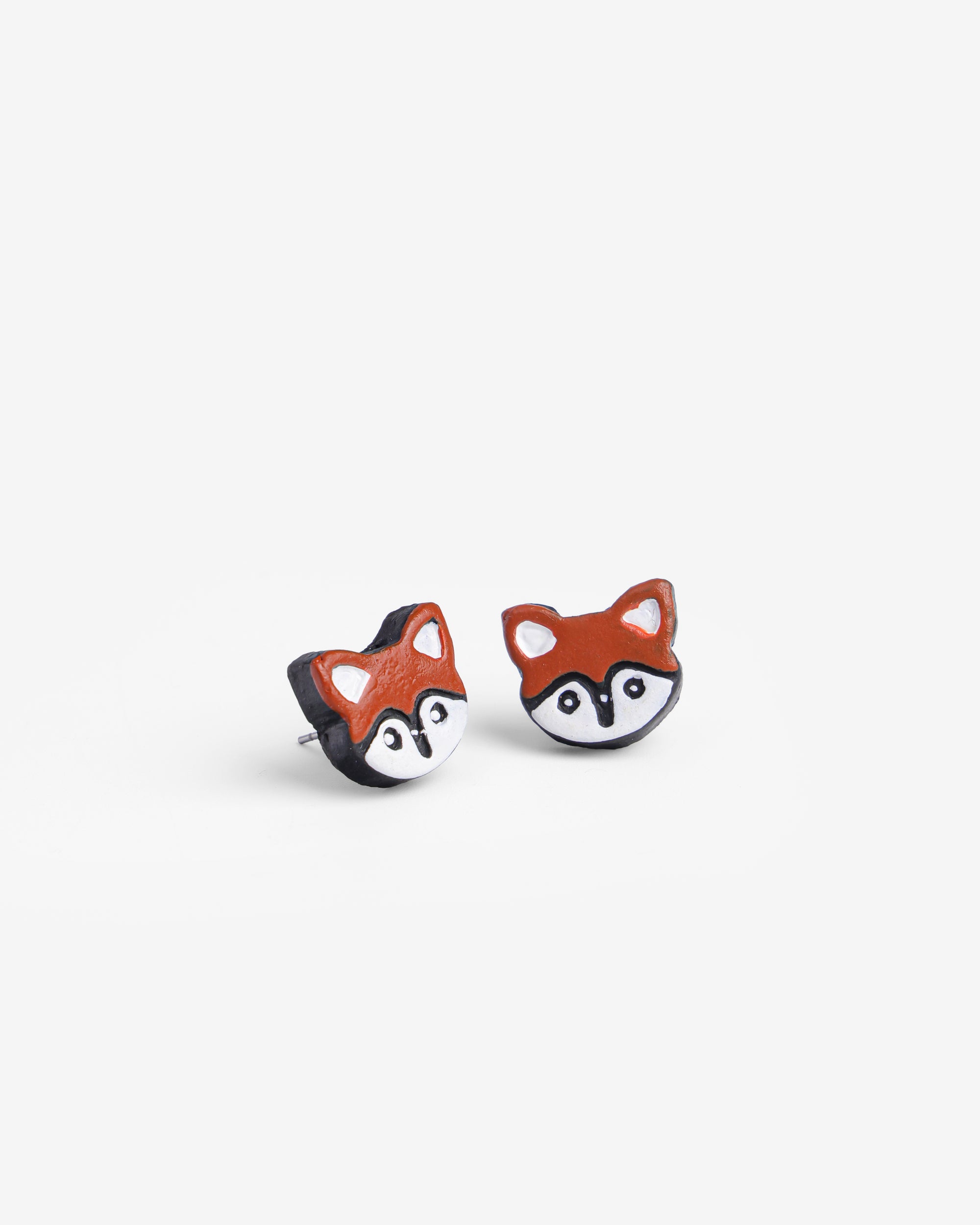Handmade Earthen Clay Animal Stud Earrings- Fox