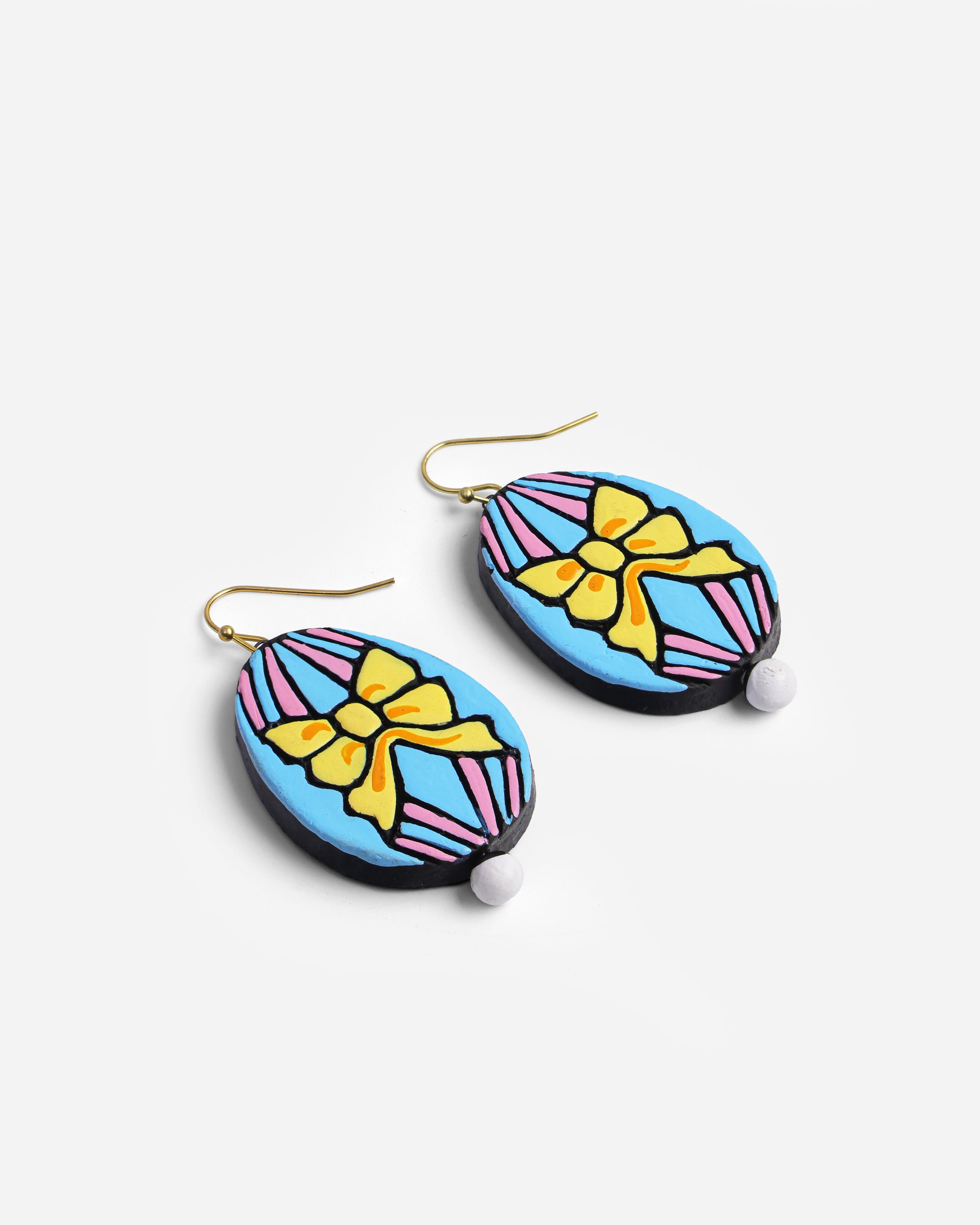 The Coquette Bow Dangles | Handmade Earthen Clay with Brass Hooks