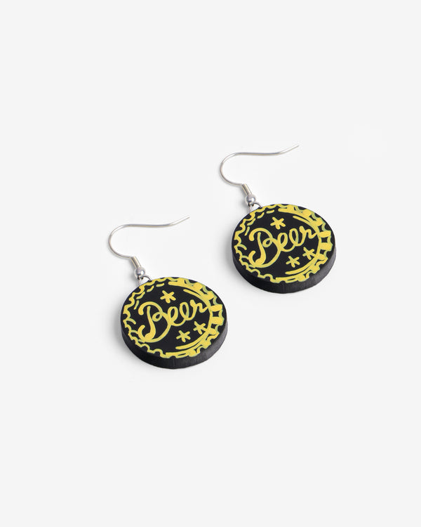 Round Beer Mug Clay Earrings