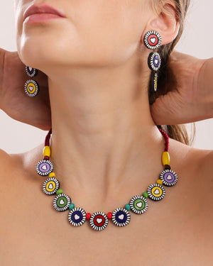 Handcrafted Terracotta Necklace & Statement Earrings