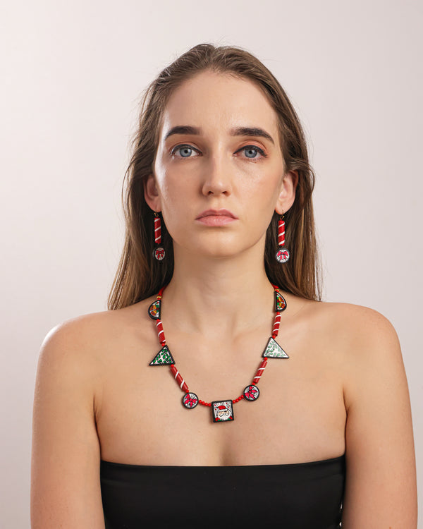 Christmas Red Terracotta Necklace Set
