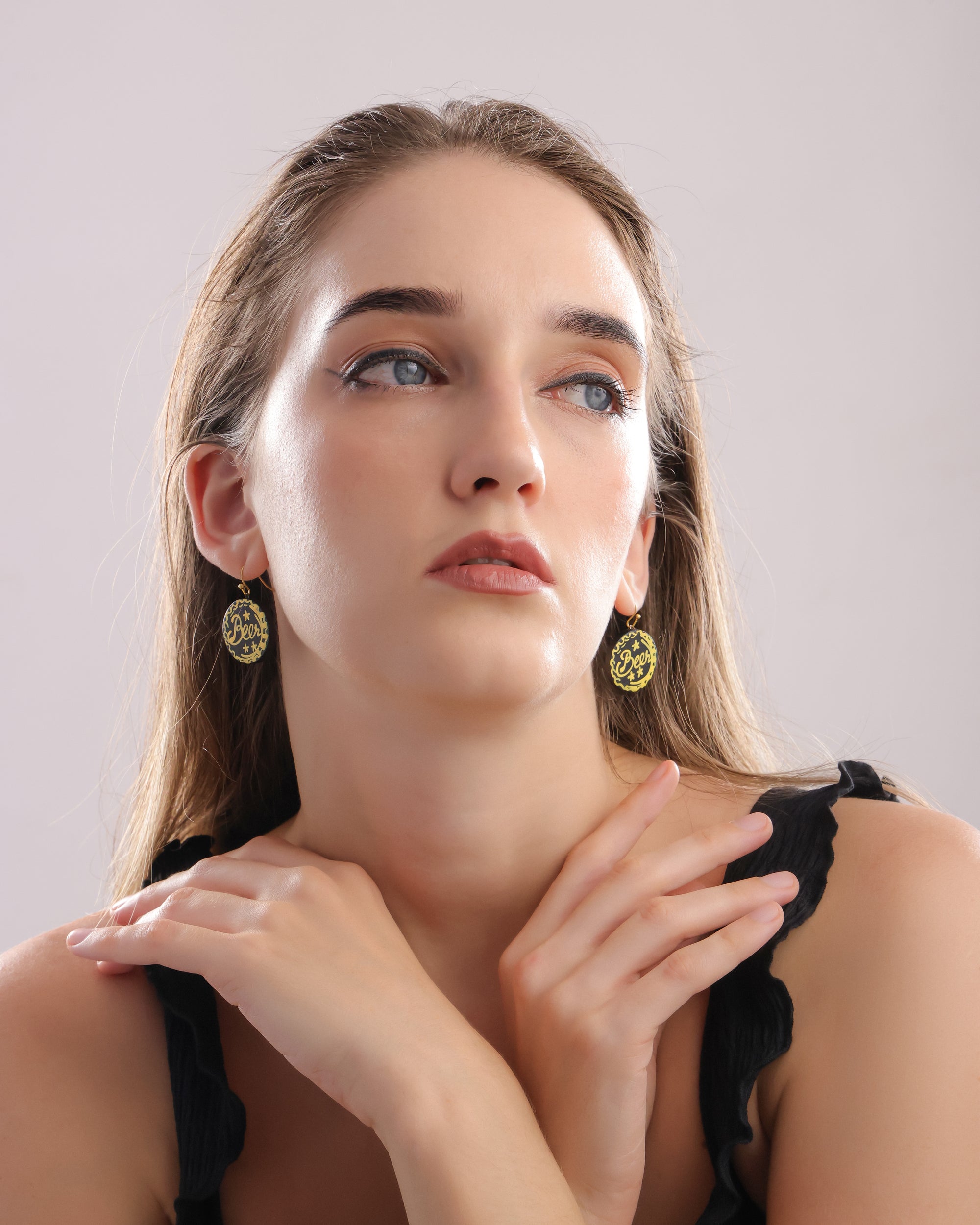 Round Beer Mug Clay Earrings
