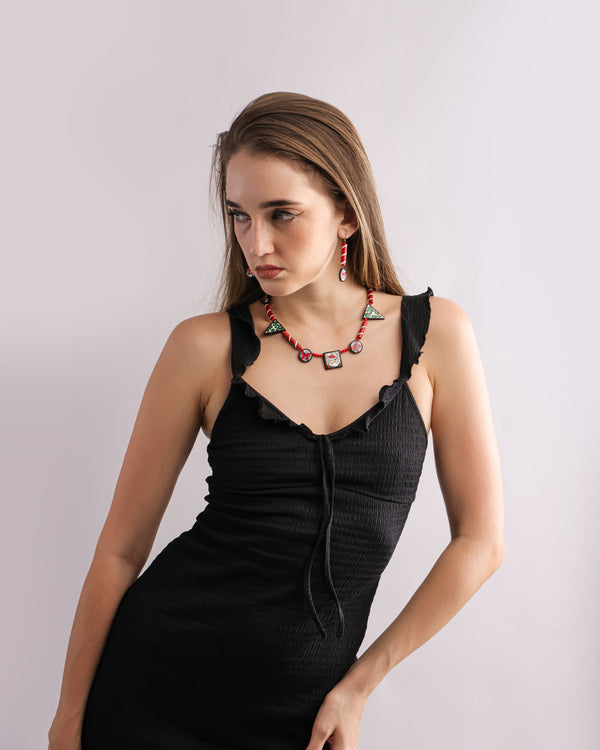 Christmas Red Terracotta Necklace Set